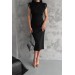 Neşeli Butik Kadın Siyah Skuba Krep Vatkalı Elbise Nbk2081 