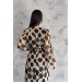Neşeli Butik Kadın Vatkalı Puantiye Desenli Midi Şifon Elbise Nbk2075 