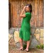 Neşeli Butik Kadın Yeşil Astarsız Midi Boy Bürümcük Elbise Lptr03 