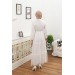 Neşeli Butik Kadını Tül Beli Büzgülü Tesettür Elbise Rssn44 - Beyaz 