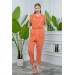 Neşeli Butik Orange Kadın Vatkalı Kemer Detaylı Sıfır Kol Cepli Tulum Nb10051 