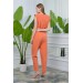 Neşeli Butik Orange Kadın Vatkalı Kemer Detaylı Sıfır Kol Cepli Tulum Nb10051 