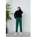 Bel Lastikli Cep Detaylı Pantolon-Zümrüt Yeşili