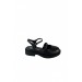 La Scada 14142 Siyah Hakiki Deri Kadın Bantlı Sandalet