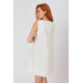 Beyaz Kolsuz Eteği Çan Arkası Fermuarlı Elbise