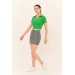Kadın Fıstık Yeşili Kısa Kol Polo Yaka V Örme Tshirt