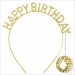 Altın Gold Renk Kristal Taşlı Parlak Happy Birthday Taç 16X17 Cm
