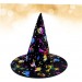Cadı Şapkası Siyah Üzeri Rengarenk Balkabağı Cadı Figür Baskılı 38X34 Cm