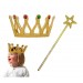 Çocuk Boy Kraliçe Prenses Tacı Ve Yıldız Peri Asası Altın Renk