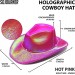 Neon Hologramlı Kovboy Model Parti Şapkası Fuşya Yetişkin 39X36X14 Cm