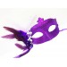 Parti Aksesuar Sim İşlemeli İnci Boncuk Detaylı Tüylü Balo Maskesi Mor Renk 13X18 Cm