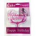Parti Happy Birthday Yazılı Pembe Dallı Pasta Kek Çubuğu