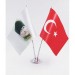 Çiftli Atatürk Kalpaklı Masa Bayrağı