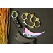 Rainbow Kılıflı Oval Garambit Bıçak Ve Gold Kurukafa Mustalı Set