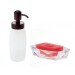Buz Desenli Cam Sıvı Sabunluk Ve Akrilik Sabunluk 2 Li Banyo Seti