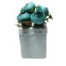 Mavi Gül Yapay Çiçek Mini Vazolu 20Cm