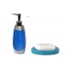 Sıvı Sabunluk Ve Sabunluk 2 Li Banyo Seti,Gri Mavi Ve Örgü