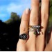 Kırmızı Taşlı Kalpli Küçük Parmak Yüzüğü (Signed Ring)