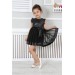 Shine Kurdelalı Black Leather Kız Çocuk Abiye Elbise Lp-23Sum-013