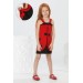 Uğurlu Kırmızı Siyah Kız Çocuk Elbise Lpy-21-001