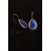 Güneş Taşı Serisi Damla Kesim Mavi Kedi Gözü  22 Ayar Altın Kaplama Kadın Üçlü Set