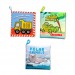 3 Kitap Tox İngilizce İş Makinaları , Safari Ve Kutup Hayvanları Kumaş Sessiz Kitap E118 E125 E130 - Bez Kitap