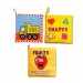 3 Kitap Tox İngilizce İş Makinaları , Şekiller Ve Meyveler Kumaş Sessiz Kitap E118 E126 E131 - Bez Kitap , Eğitici