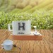 H Harfl Hatice İsimli Ahşap Tepsili Çay Fincanı