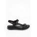 Hakiki Deri Kadın Comfort Sandalet - Si̇yah B607