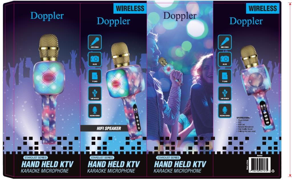 Doppler Stardust Karaoke Mikrofonu Ses Değiştirme Özellikli Işıklı Yeni Kayıt Özellikli
