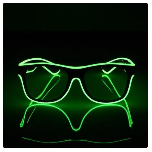 Yeşil Led Parti Gözlüğü Led Işıklı Pilli Yılbaşı Düğün Eğlence Uv400 Neon Parti Gözlüğü Hj-Lpg-01