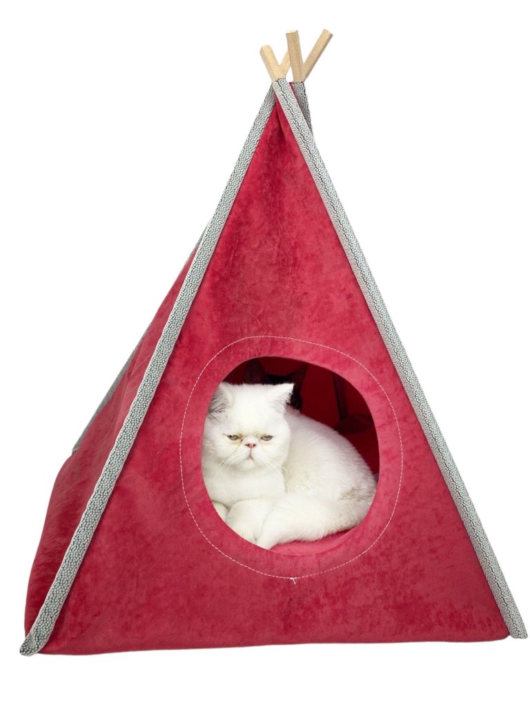 Tepee Five Kedi Evi, Kedi Barınağı, Kedi Çadırı, Minderli Kedi Yatağı