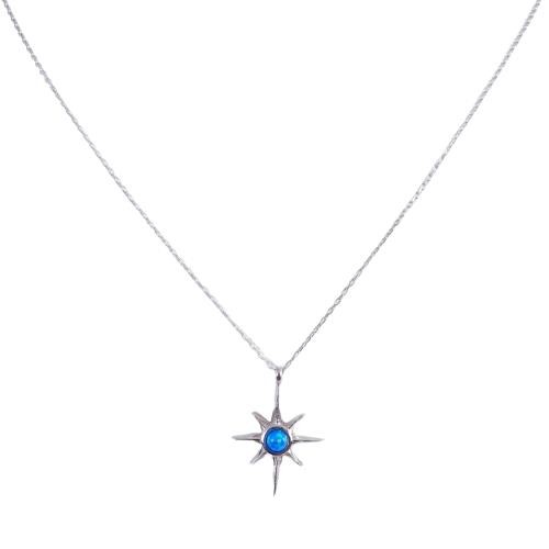 Mavi Opalit Taşlı Kutup Yıldızı Kolye 220047122G07K