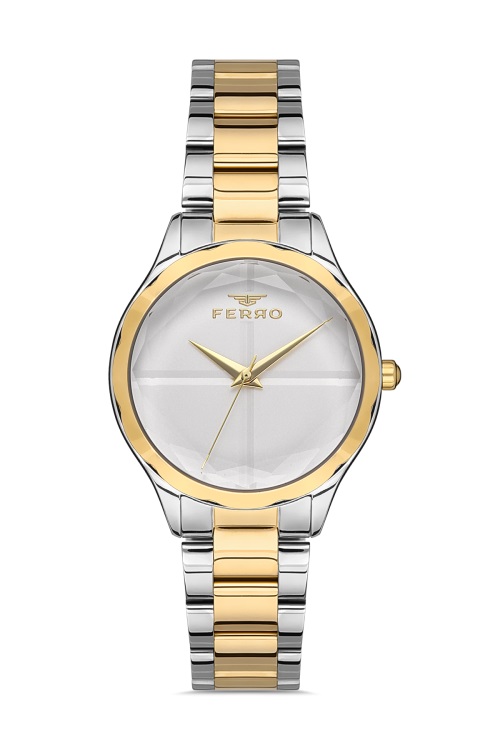Ferro 34 Mm Sarı Ve Gümüş Çelik Kordon Kadın Kol Saati Fl21250A-D Fl21250A-D