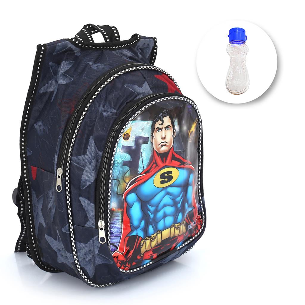2 Gözlü Anaokulu Süperman Çanta + Suluk - Erkek Kreş Çantası - Superman Erkek Çantası