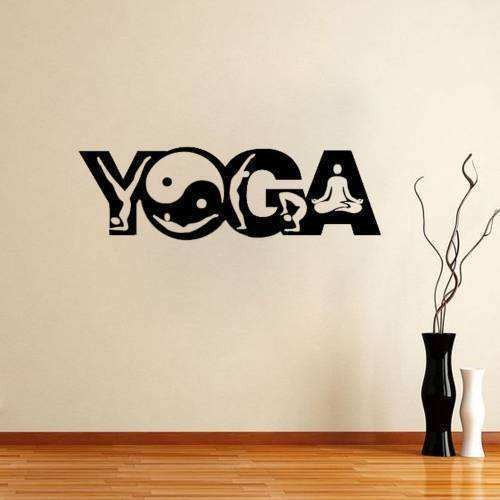 Meditasyon Yin Yang Yoga Silüeti Duvar Sticker, Çıkartma Kahverengi