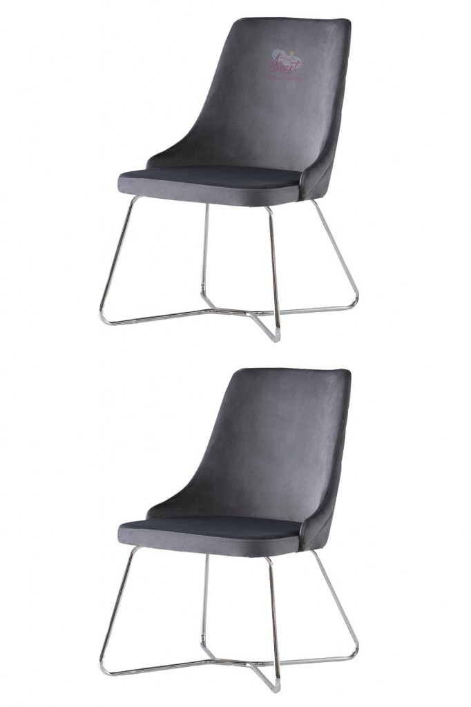 2 Adet Alya Sandalye Metal Krom Halkalı Sandalye Mutfak Salon Yemek Odası Sandalyesi