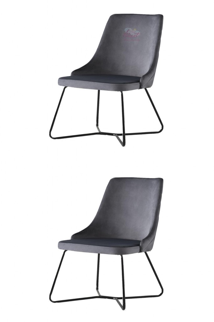 2 Adet Alya Sandalye Metal Siyah Halkalı Sandalye Mutfak Salon Yemek Odası Sandalyesi