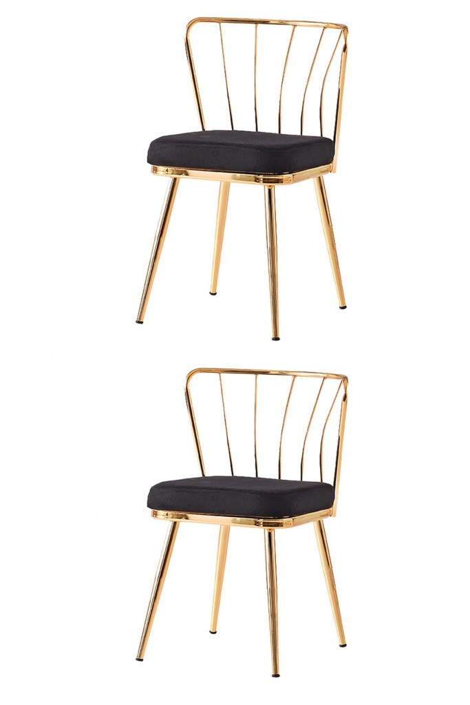2 Adet Güneş Sandalye Gold Mutfak Salon Yemek Odası Sandalyesi Metal Ayak