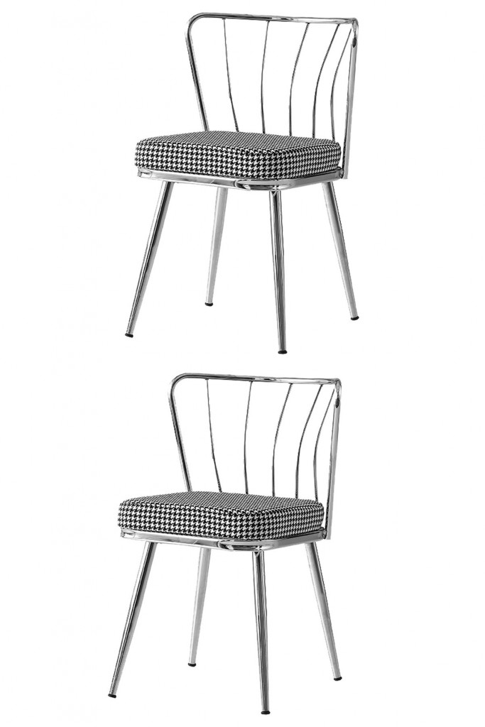 2 Adet Güneş Sandalye Krom Mutfak Salon Yemek Odası Sandalyesi Metal Ayak