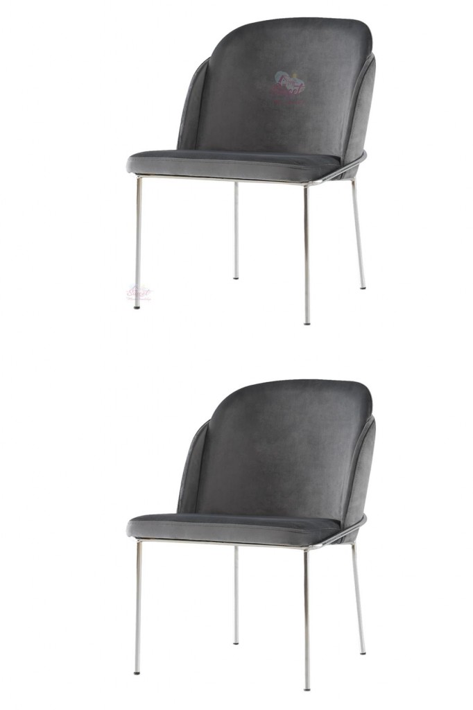 2 Adet Limon Sandalye Metal Krom Sandalye Mutfak Salon Yemek Odası Sandalyesi
