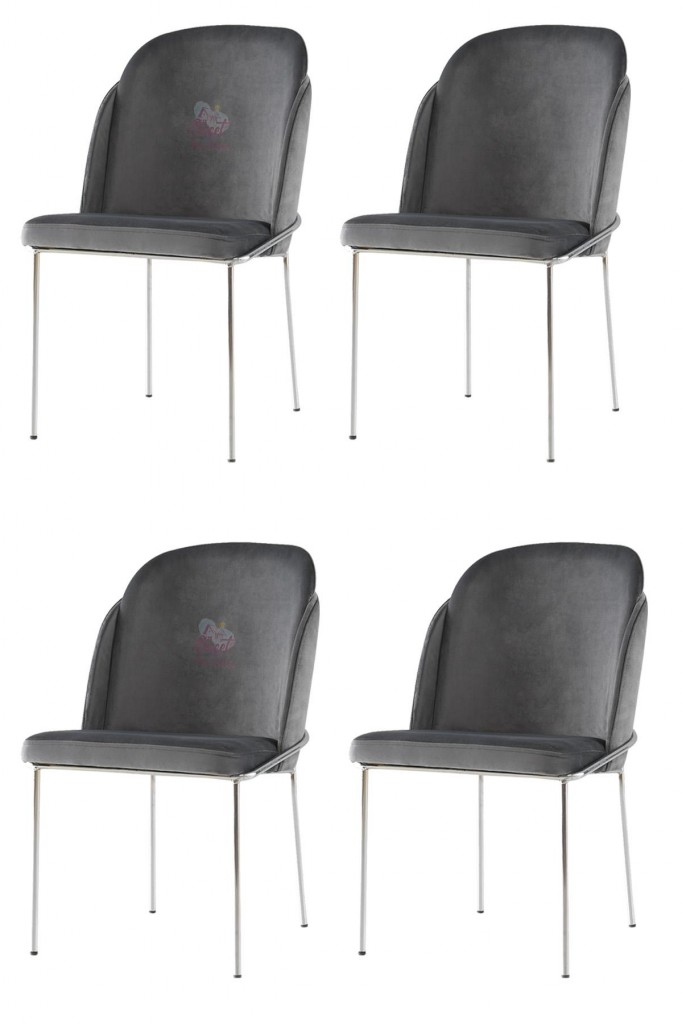 4 Adet Limon Sandalye Metal Krom Sandalye Mutfak Salon Yemek Odası Sandalyesi