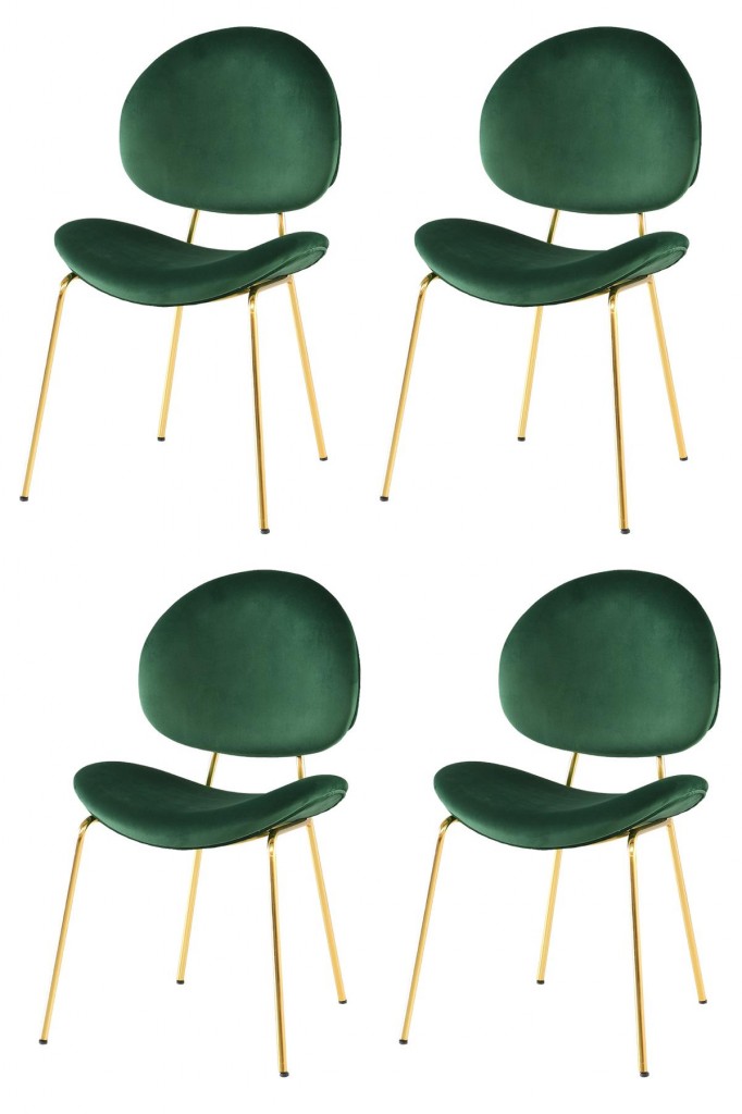 4 Adet Teo Sandalye Metal Parlak Gold Sandalye Mutfak Salon Yemek Odası Sandalyesi
