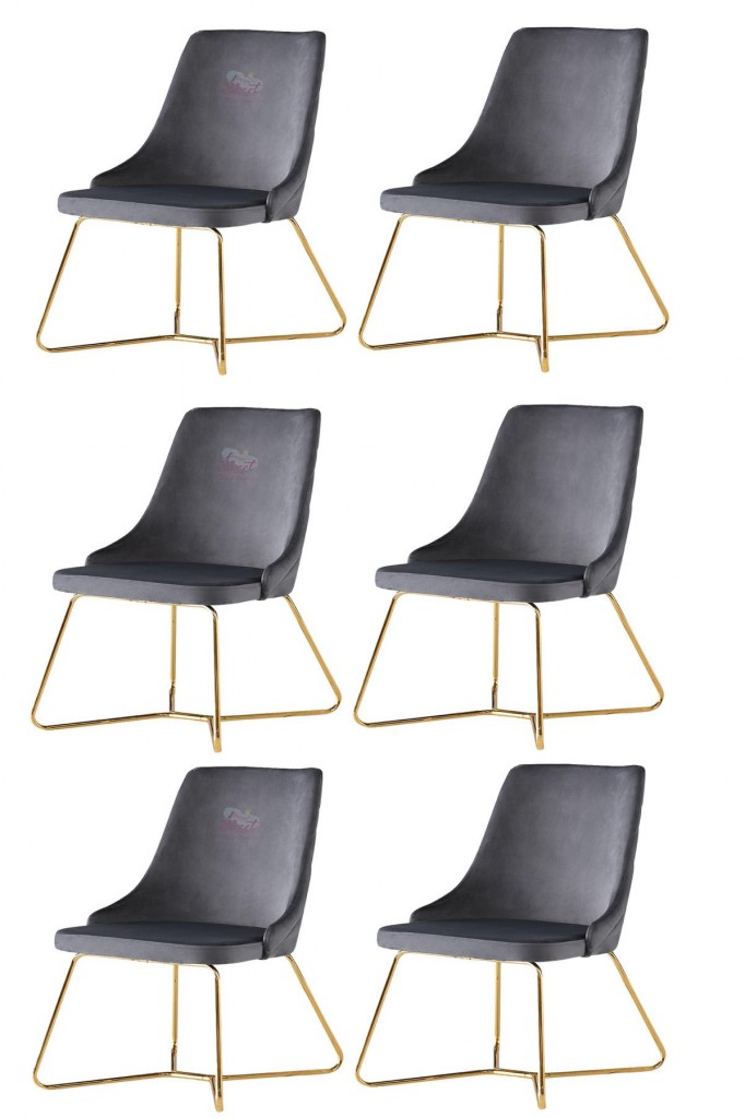 6 Adet Alya Sandalye Metal Gold Halkalı Sandalye Mutfak Salon Yemek Odası Sandalyesi