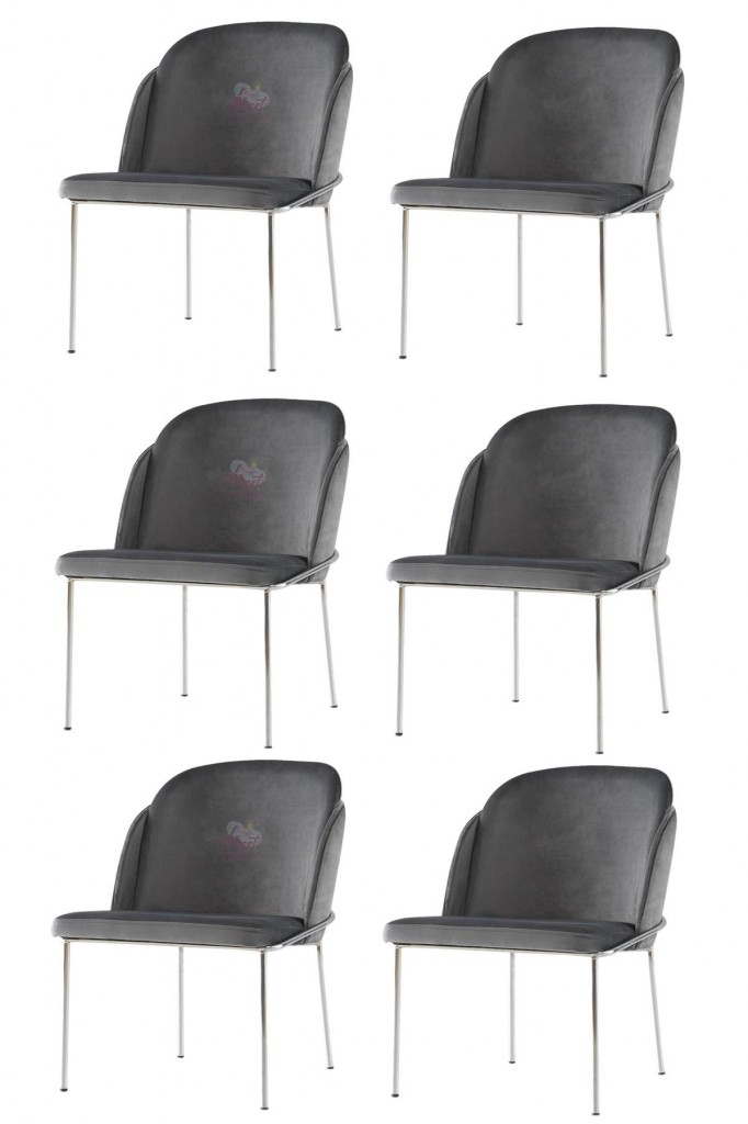 6 Adet Limon Sandalye Metal Krom Sandalye Mutfak Salon Yemek Odası Sandalyesi