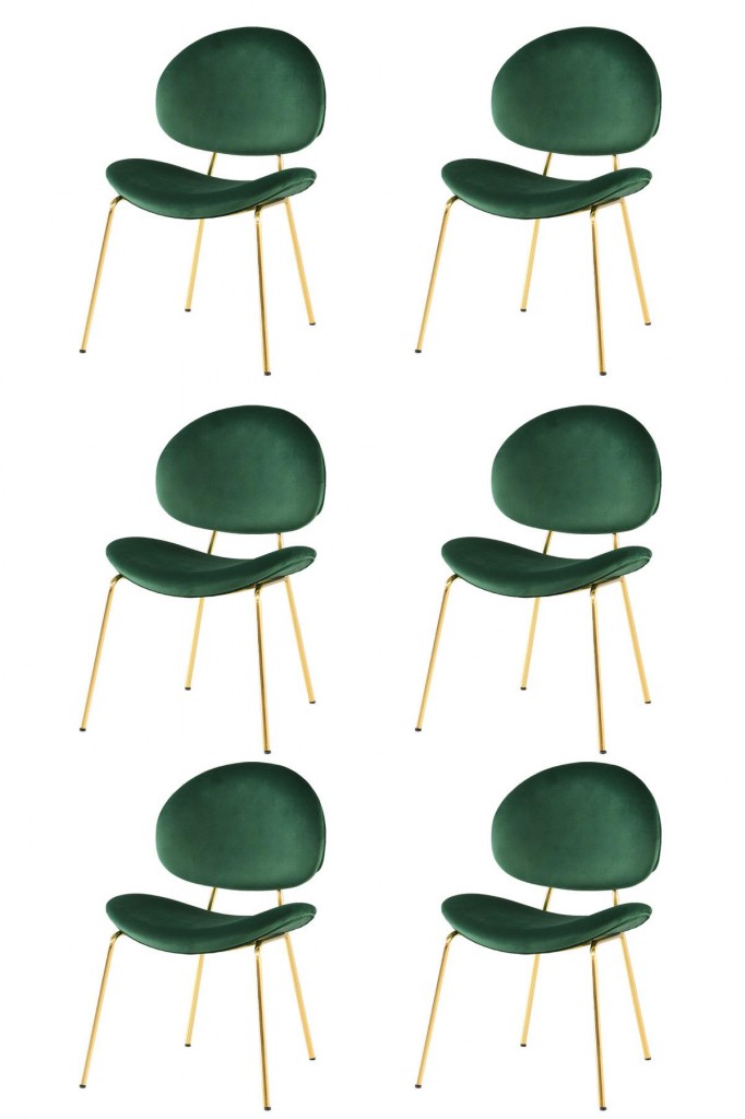 6 Adet Teo Sandalye Metal Parlak Gold Sandalye Mutfak Salon Yemek Odası Sandalyesi