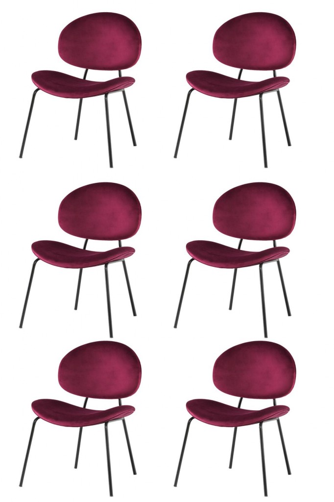 6 Adet Teo Sandalye Metal Siyah Sandalye Mutfak Salon Yemek Odası Sandalyesi