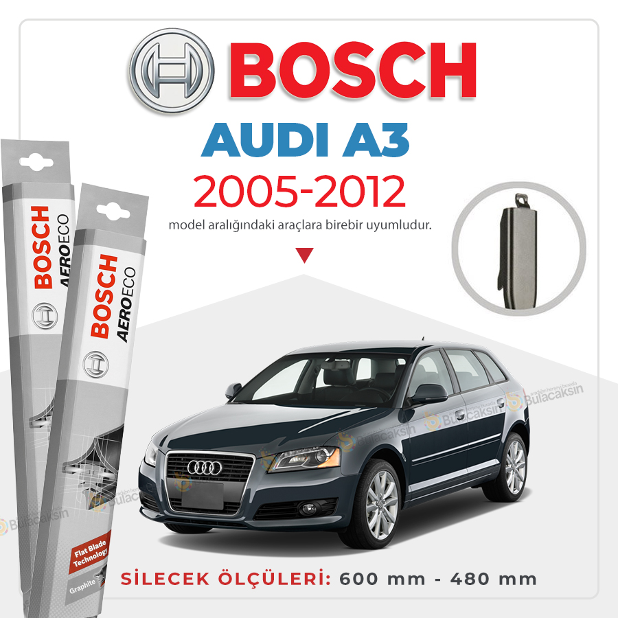 Audi A3 Muz Silecek Takımı (2005-2012) Bosch Aeroeco