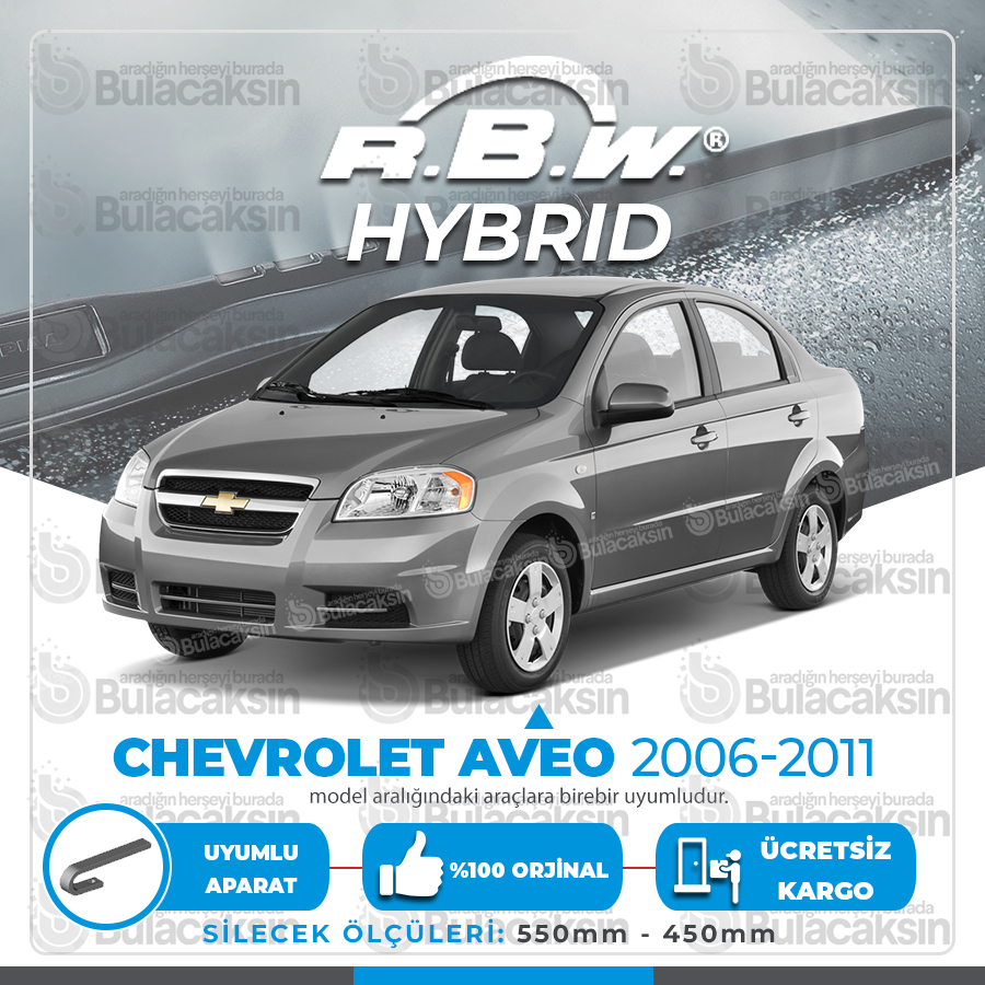 Chevrolet Aveo Sedan Ön Silecek Takımı (2006-2011) Rbw Hibrit