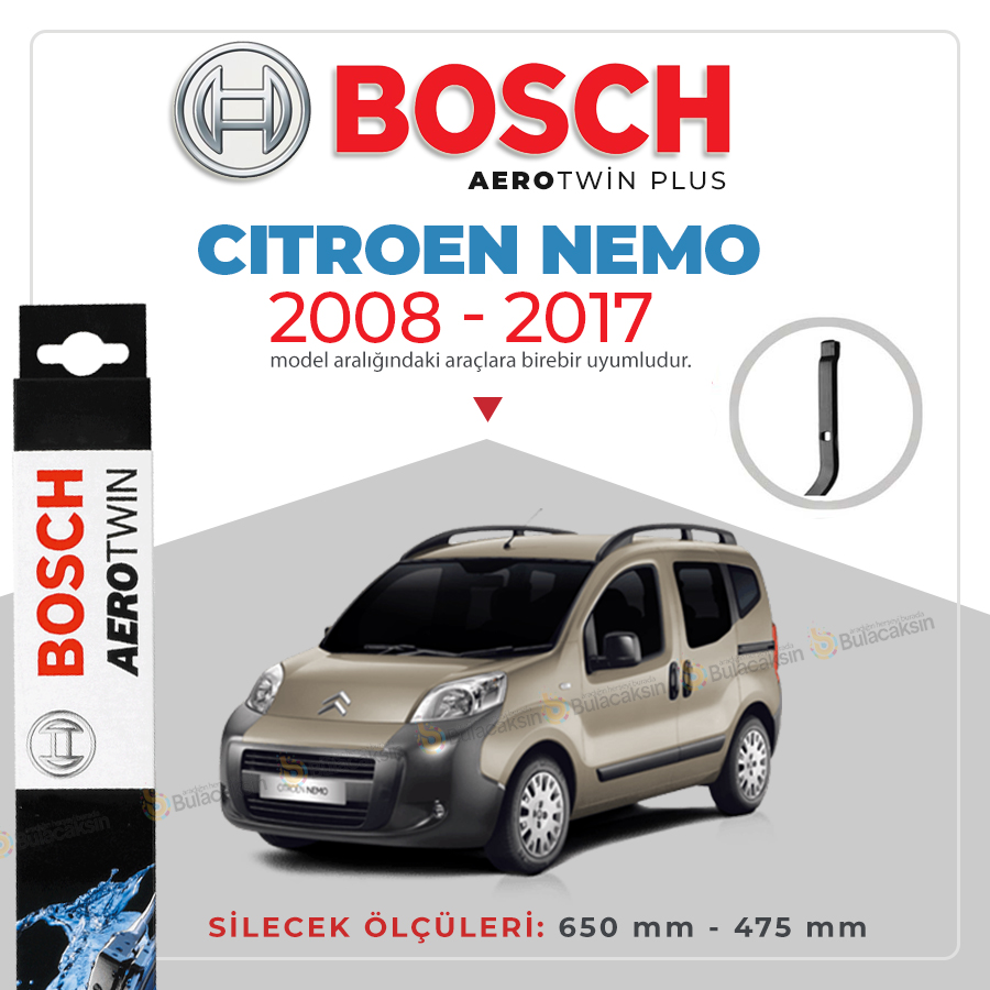 Citroen Nemo Muz Silecek Takımı (2008-2017) Bosch Aerotwin